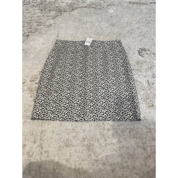 NWT J Crew‎ Pencil Skirt Size 12 Straight Knee Black & White Ikat $118 - Picture 1 of 6